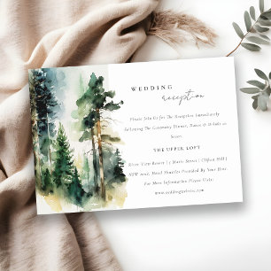 Chic Watercolor Wald Forest Hochzeit Empfang Begleitkarte