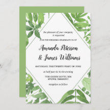 Chic Watercolor Wild Wiese Green Diamond Wedding