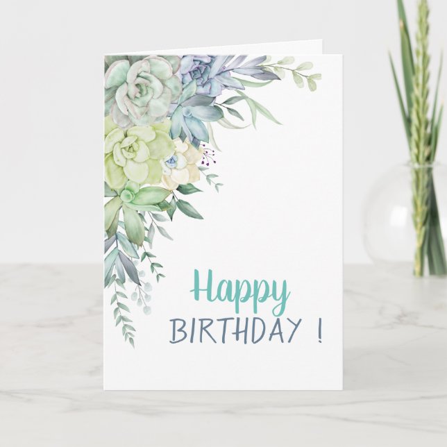 Chic Watercolor Wüste Cactus succulents Birthday Karte (Vorderseite)