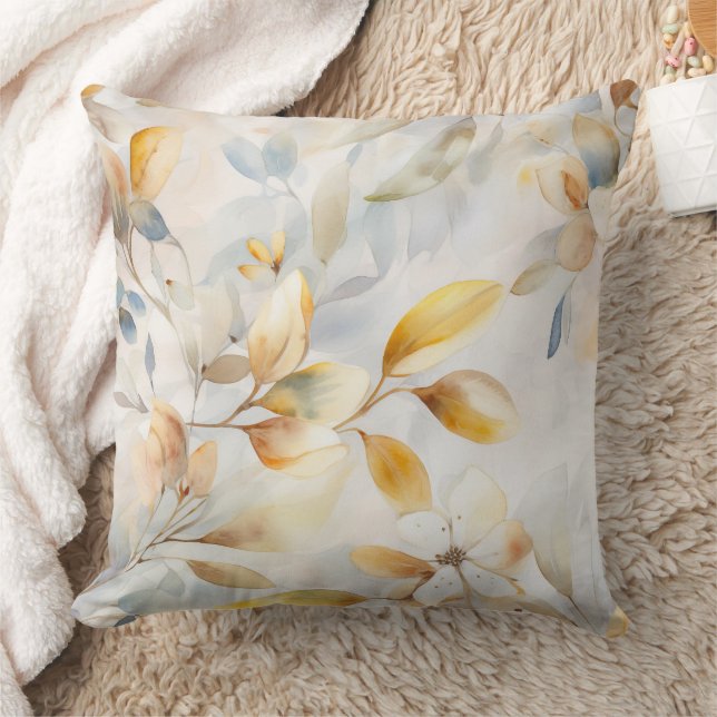 Chic Watercolor Yellow Cream Blue Kissen (Decke)