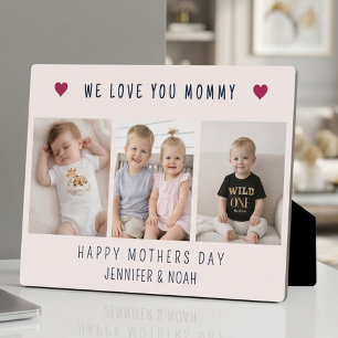 Chic We Love You Mommy 3-Foto-Collage Blush Rosa Fotoplatte
