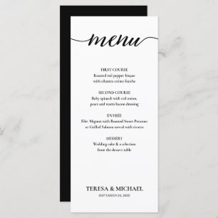 Chic Wedding Black and White Simple Editable Menükarte