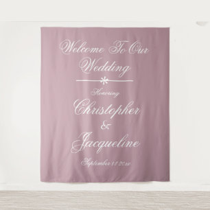 Chic Wedding Bride Groom Names Dusty Pink Hintergr Wandteppich