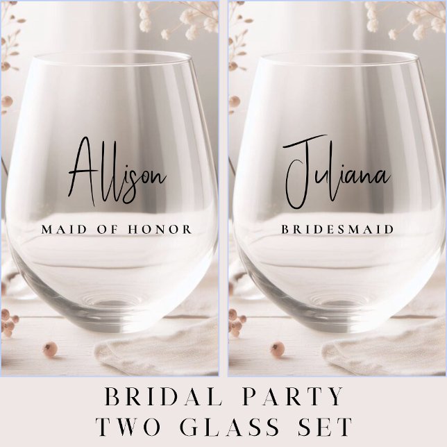 Chic Wedding Bridesmaid Trauzeugin Weinglas Ohne Stiel (Von Creator hochgeladen)
