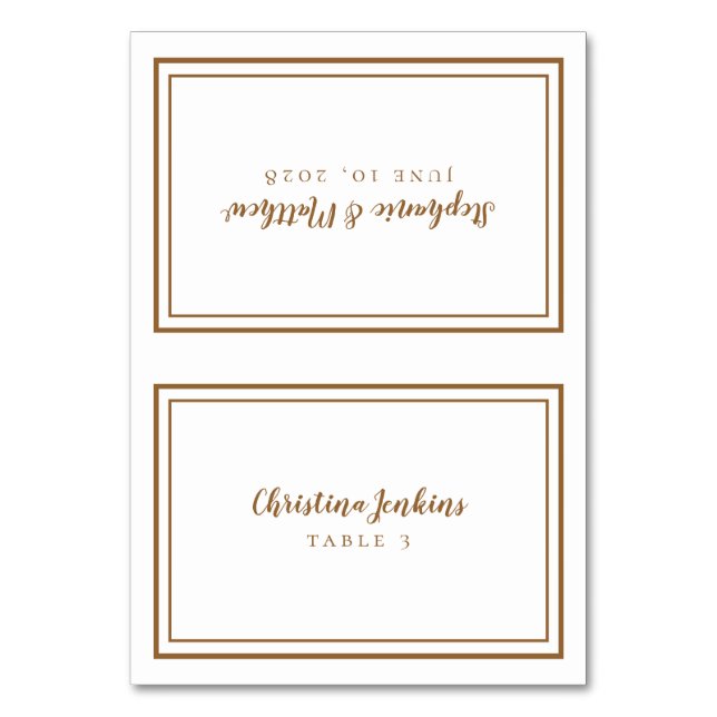 Chic Wedding Custom Rustic Brown Guest Platzkarte Tischnummer (Vorderseite)