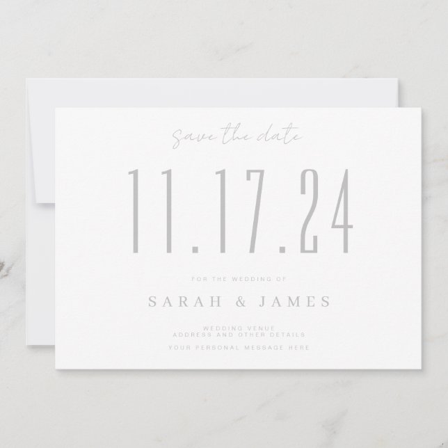 Chic Wedding Date Nicht-Foto Save the Date (Vorderseite)