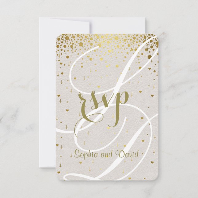 Chic Wedding Einladung | Gold Confetti Herz UAWG (Vorderseite)