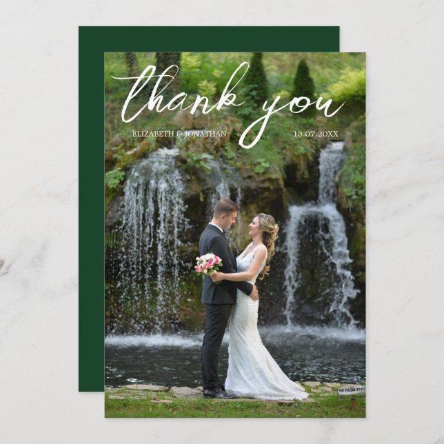 Chic Wedding Foto Danke-Card Dankeskarte (Vorne/Hinten)