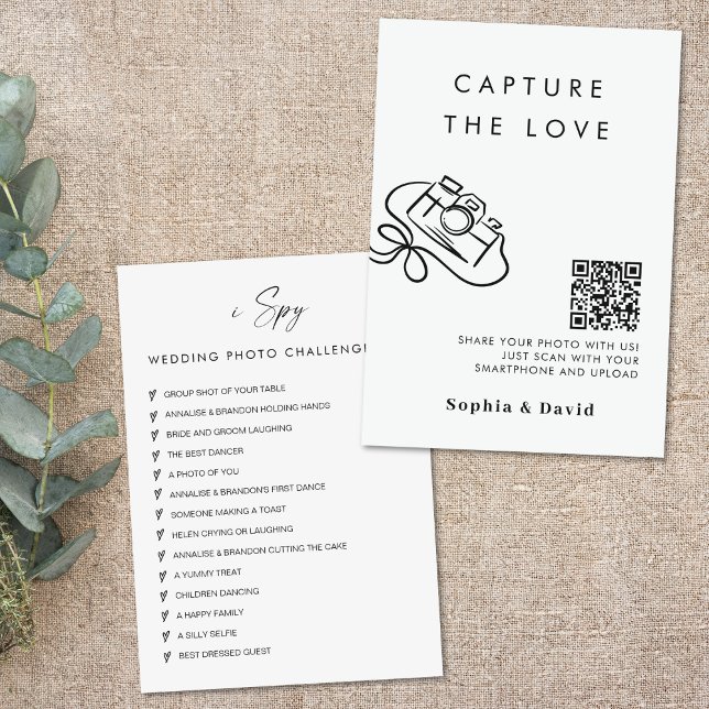Chic Wedding Fotos fangen die Liebe QR Code en Begleitkarte (Von Creator hochgeladen)