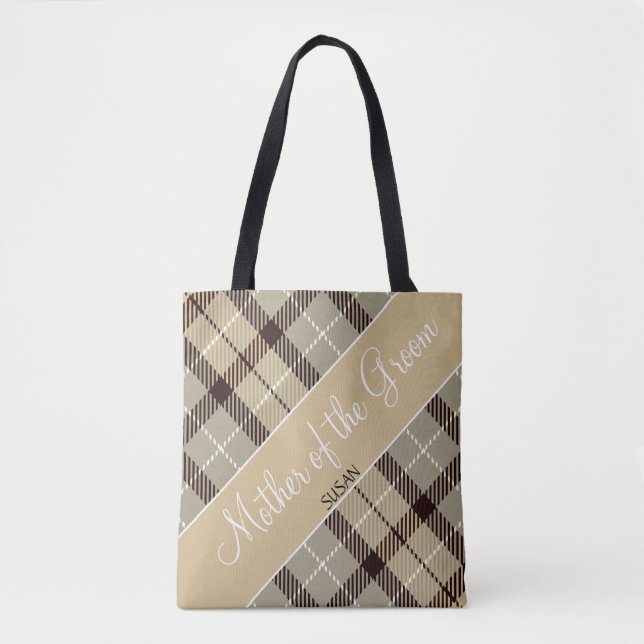 Chic Wedding Geschenk Graue Tartan Mutter des Grau (Vorderseite)