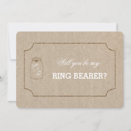 Chic Wedding Mason Jar Linen Leinwand RING BEARER Einladung