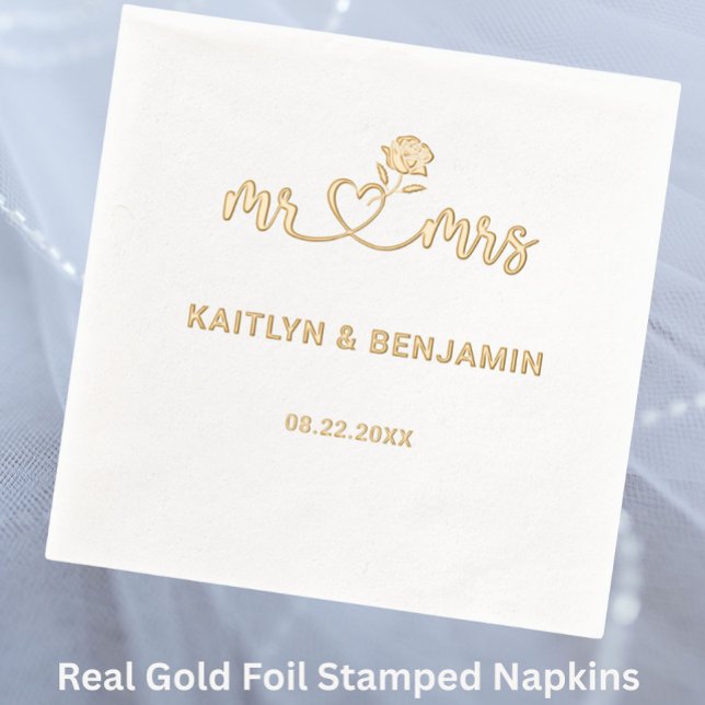 Chic Wedding Mr. & Mrs. Gold Foil gestanzt Napkins Servietten Mit Folie (Von Creator hochgeladen)