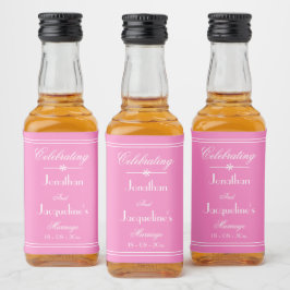 Chic Wedding Personalisiert Names Niedlich Pink Mi Alkoholflaschenetikett