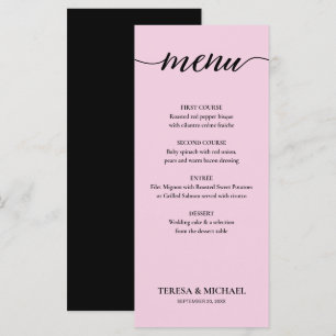 Chic Wedding Pink Schwarz-Weiß einfach bestellbar Menükarte