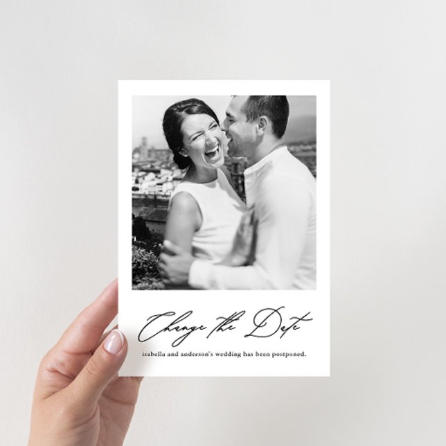 Chic Wedding Postponement mit New Date Foto Ankündigung (Von Creator hochgeladen)