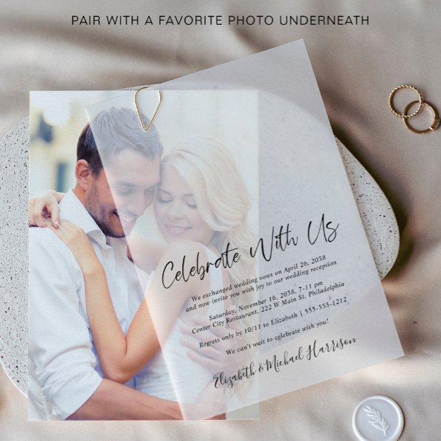 Chic Wedding Reception Foto Overlay (Elevate your wedding reception invitations with the timeless beauty of vellum overlays)
