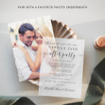 Chic Wedding Reception Save the Date<br><div class="desc">Feiern Sie Ihre Liebe stilvoll mit unserem Hochzeitsempfang Save the Date Vellum-Overlay, der sich hervorragend eignet, um Freunden und der Familie Ihre Hochzeit oder private Hochzeit zu verkünden und sie zum Feiern mit Ihnen einzuladen. Mit "Happily Ever After Party" in einer Mischung aus einem schicken Kalligraphieskript mit Swashes und einfacher...</div>