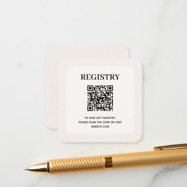Chic Wedding Registry QR Code Begleitkarte (Vorderseite/Rückseite Beispiel)