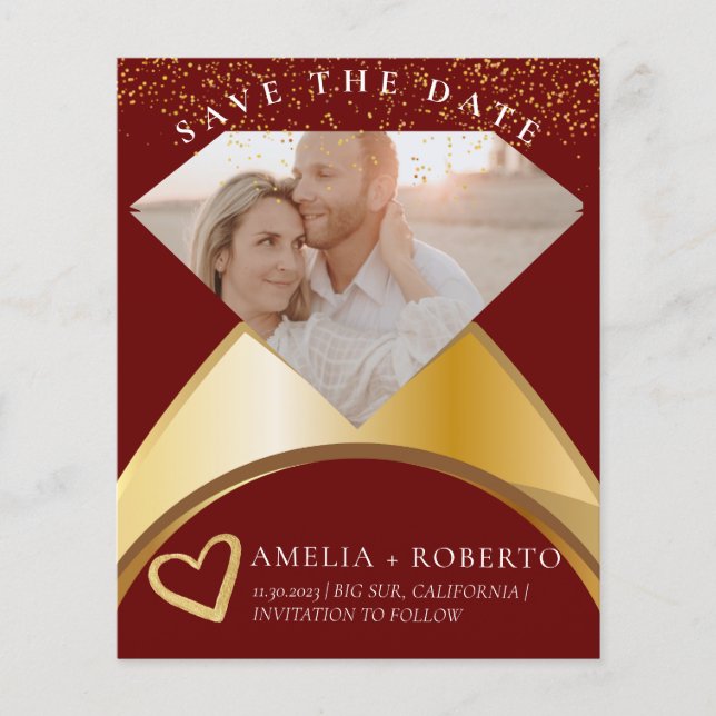 Chic Wedding Ring Save the Date Foto Card Flyer (Vorne)