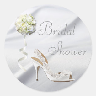 Chic Wedding Shoe & Bouquet Brautparty Runder Aufkleber