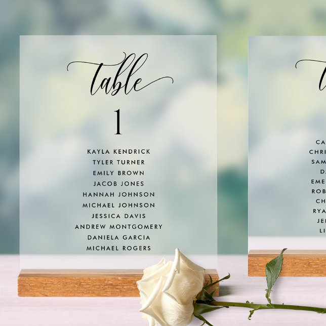 Chic Wedding Table Sitzplan Card Mattierter Stil Acrylschild (Von Creator hochgeladen)