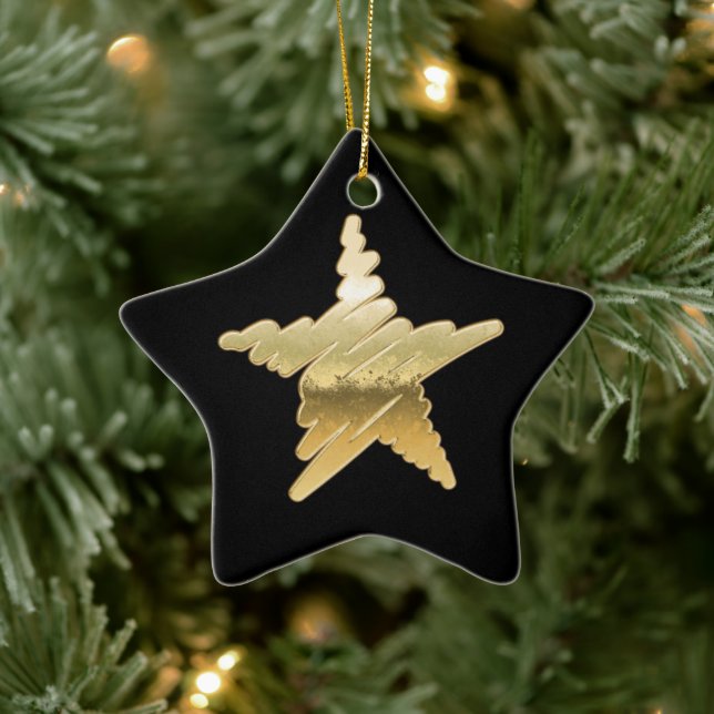 Chic Weihnachten Gold Stern schwarz Keramik Ornament (Baum)