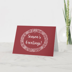 Chic Weihnachtskartentafel Weiß auf Deep Red Feiertagskarte