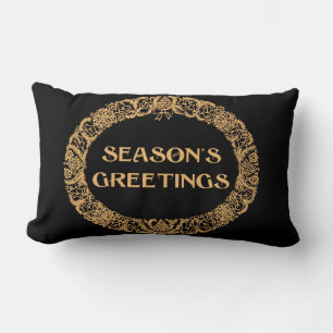 Chic Weihnachtskleid Design Gold-Effekt auf Schwar Lendenkissen