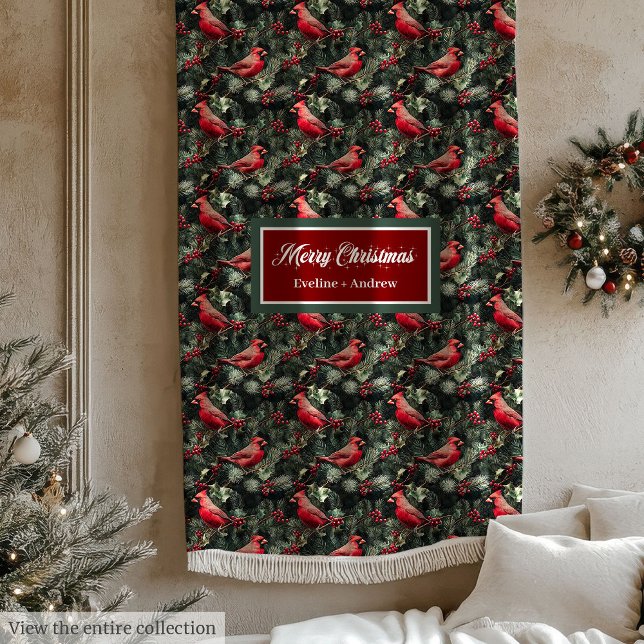 Chic Weihnachtsrot Kardinal gedämpfte Farbtöne Dec Fleecedecke (Chic Christmas red cardinal muted colors blanket)