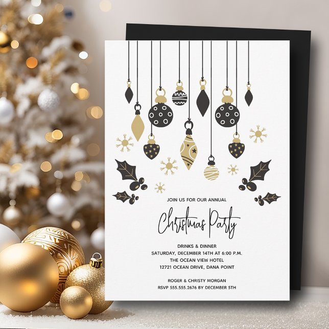 Chic Weihnachtsschmuck Einladung (Chic Christmas tree ornaments party invitations, PRINTED and/or INSTANT DOWNLOAD)