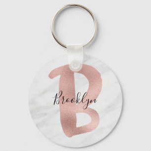 Chic Weiße und Graue Marmor-Roségold-B-Monogramm-N Schlüsselanhänger