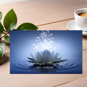 Chic weißer Lotus Blau Visitenkarte