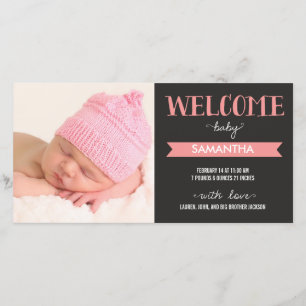 Chic Welcome Baby Girl Geburtserklärung Ankündigung
