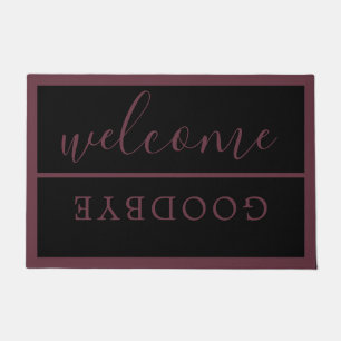 Chic Welcome Calligraphy Typografy Black Burgundy Fußmatte
