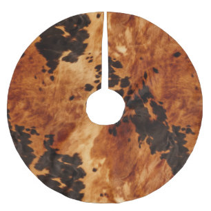 Chic Western Brown Cowhide Polyester Weihnachtsbaumdecke