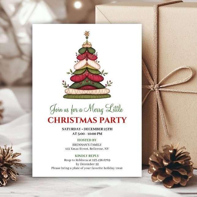 Chic whimsical Christmas tree winter party invite Einladung (Chic whimsical Christmas tree winter party invite)