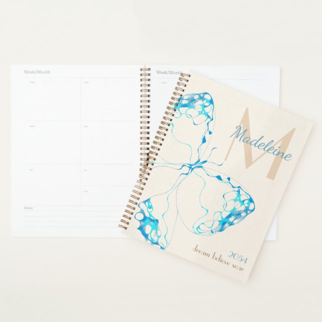 Chic Whimsical Elegante Butterfly Monogram Zitat Planer (Anzeige)