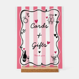 Chic Whimsical Hand Drawing Brautparty Tabletop Acrylschild