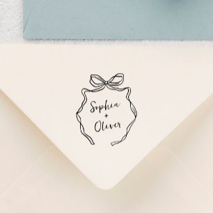 Chic Whimsical Hand Drawn Bow Wedding Permastempel