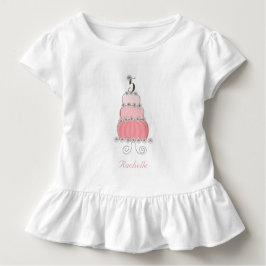 Chic Whimsical Pink Cake Girl's 5. Geburtstagspart Baby T-shirt