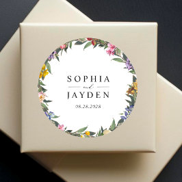 Chic Whimsical Vintag Floral Monogramm Hochzeit Runder Aufkleber