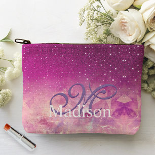 Chic whimsisiasc fuchsia ombre Glitzer monogramm Zubehörtasche
