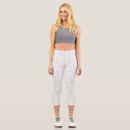 Chic White Abstrakt High Waisted Capris
