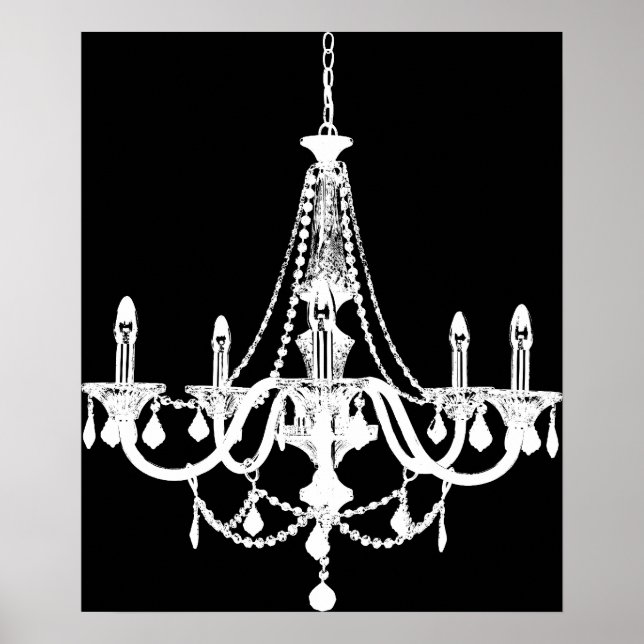 Chic White and Black Chandelier Poster (Vorne)