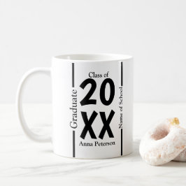 Chic White and Black Custom Abschluss Kaffeetasse