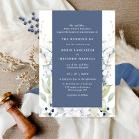 Chic White and Blue Floral Wedding, Navy