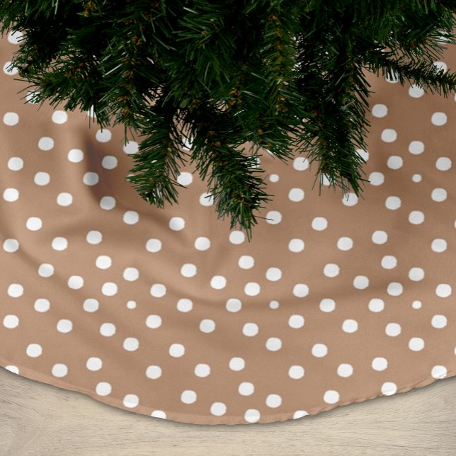 Chic White and Golden Weizen Farbe Dots Weihnachte Polyester Weihnachtsbaumdecke (Von Creator hochgeladen)