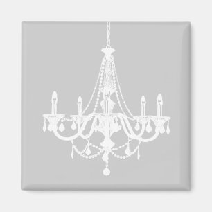 Chic White and Gray Chandelier Magnet