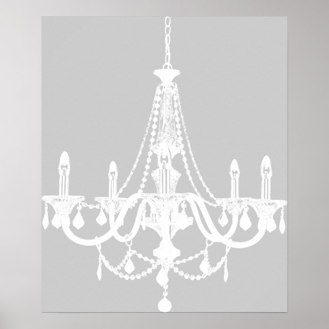 Chic White and Gray Chandelier Poster (Vorne)