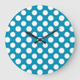 Chic White auf Blue Jumbo Polka Dots Wall Clock Große Wanduhr